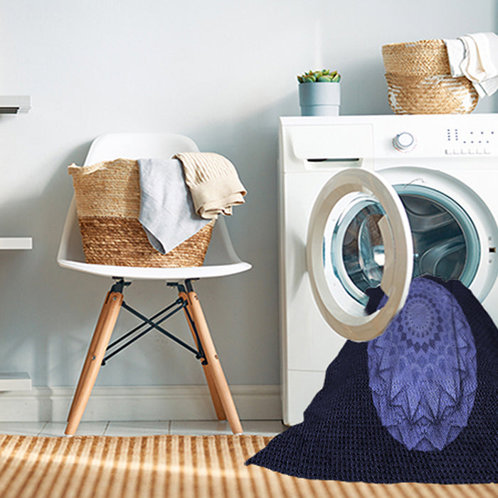 Machine Washable Transitional Night Blue Rug in a Washing Machine, wshpat2591blu