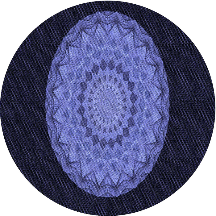 Square Patterned Night Blue Rug, pat2591blu