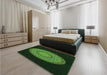 Patterned Dark Lime Green Rug in a Bedroom, pat2591grn