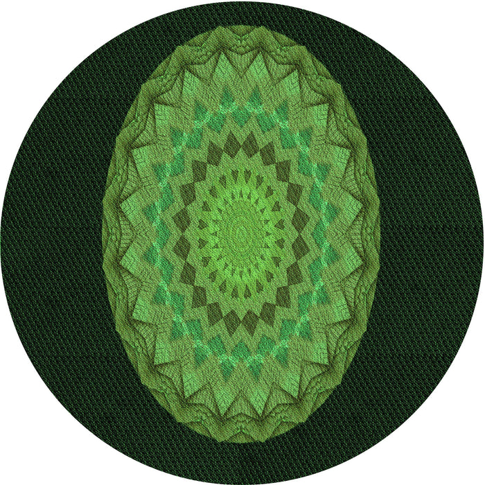 Square Patterned Dark Lime Green Rug, pat2591grn