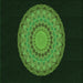 Round Patterned Dark Lime Green Rug, pat2591grn