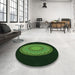 Round Patterned Dark Lime Green Rug in a Office, pat2591grn