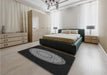 Patterned Midnight Gray Rug in a Bedroom, pat2591gry