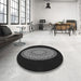 Round Patterned Midnight Gray Rug in a Office, pat2591gry