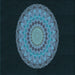 Round Patterned Glacial Blue Ice Blue Rug, pat2591lblu