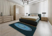 Patterned Glacial Blue Ice Blue Rug in a Bedroom, pat2591lblu