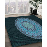 Patterned Glacial Blue Ice Blue Rug, pat2591lblu