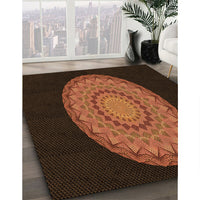 Patterned Mahogany Brown Rug, pat2591org