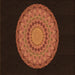 Round Patterned Mahogany Brown Rug, pat2591org