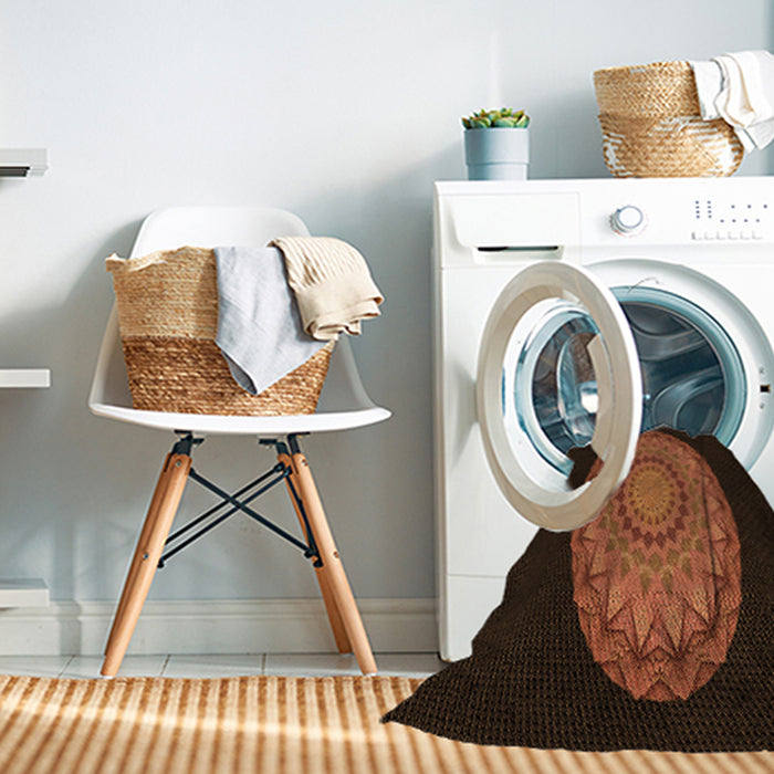 Machine Washable Transitional Mahogany Brown Rug in a Washing Machine, wshpat2591org
