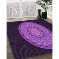 Patterned Dark Orchid Purple Rug, pat2591pur