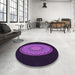 Round Patterned Dark Orchid Purple Rug in a Office, pat2591pur