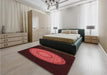 Patterned Red Rug in a Bedroom, pat2591rd