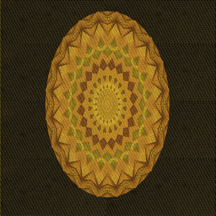 Round Patterned Black Brown Rug, pat2591yw