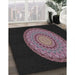 Patterned Mauve Taupe Purple Novelty Rug in Family Room, pat2591