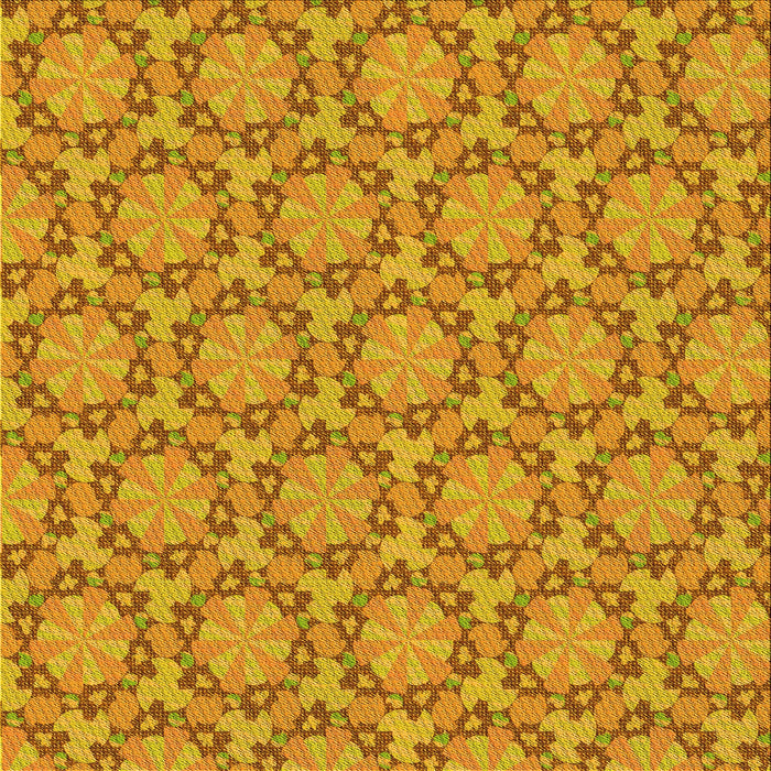 Round Patterned Deep Yellow Rug, pat2592yw