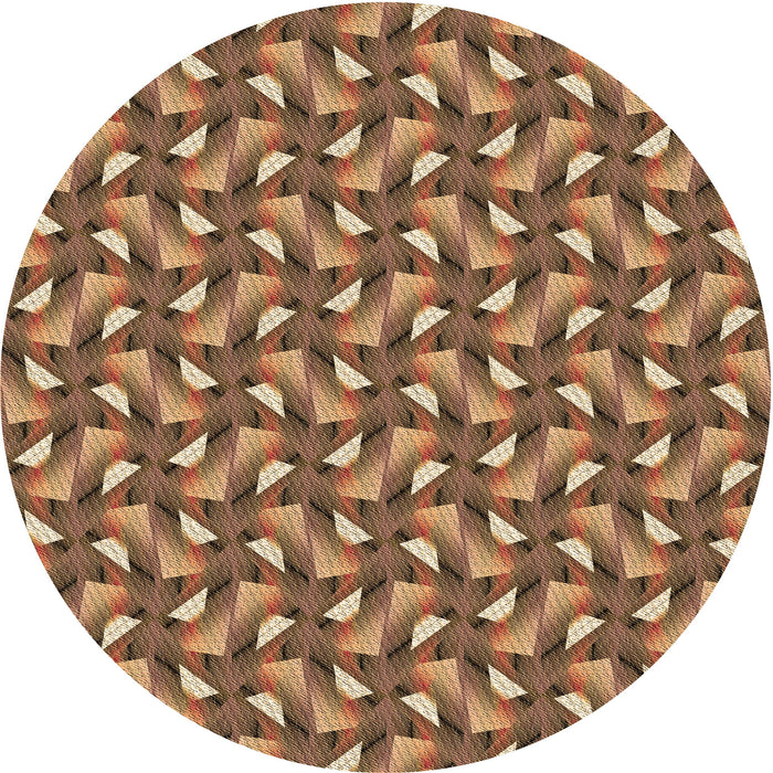 Square Patterned Saddle Brown Rug, pat2593brn