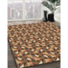 Machine Washable Transitional Saddle Brown Rug in a Family Room, wshpat2593brn