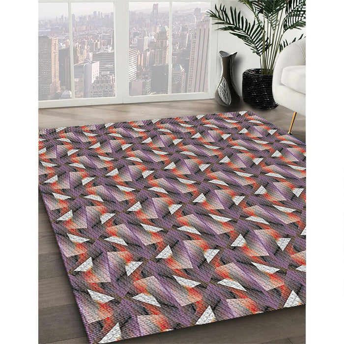 Patterned Maroon Purple Novelty Rug in Family Room, pat2593