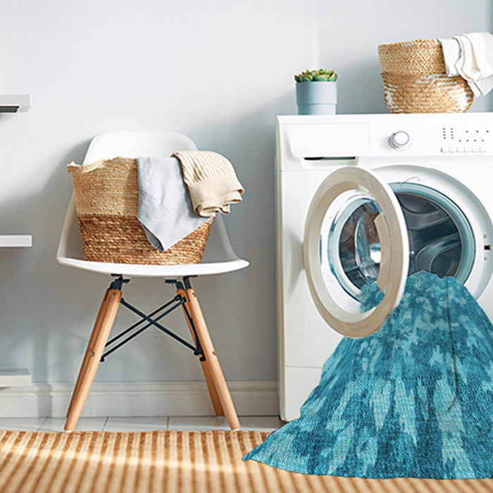Machine Washable Transitional Blue Rug in a Washing Machine, wshpat2594lblu