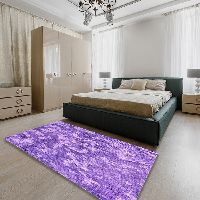 Round Machine Washable Transitional Violet Purple Rug in a Office, wshpat2594pur