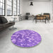 Round Patterned Violet Purple Rug in a Office, pat2594pur