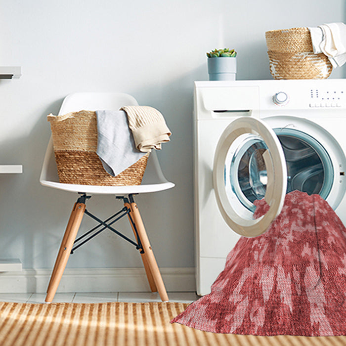 Machine Washable Transitional Ruby Red Rug in a Washing Machine, wshpat2594rd