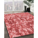 Machine Washable Transitional Ruby Red Rug in a Family Room, wshpat2594rd