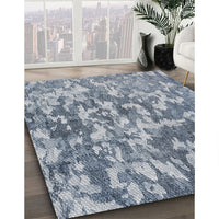 Patterned Light Steel Blue Novelty Rug, pat2594