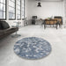 Round Patterned Light Steel Blue Novelty Rug in a Office, pat2594