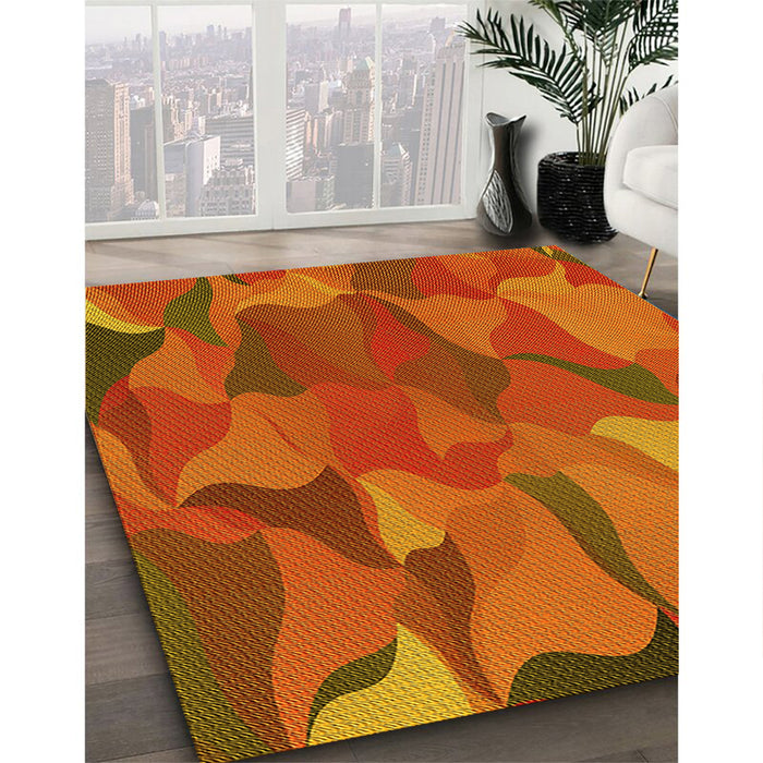 Machine Washable Transitional Neon Orange Rug in a Family Room, wshpat2595yw