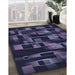 Patterned Night Blue Rug in Family Room, pat2596blu