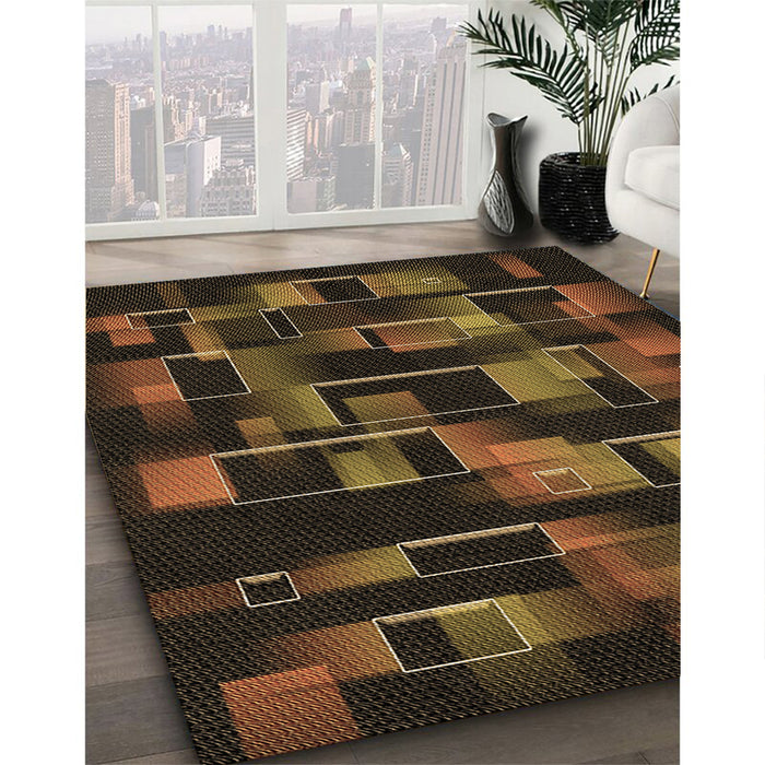 Patterned Saddle Brown Rug in Family Room, pat2596brn