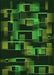 Patterned Dark Lime Green Rug, pat2596grn
