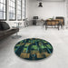 Round Patterned Midnight Gray Rug in a Office, pat2596lblu