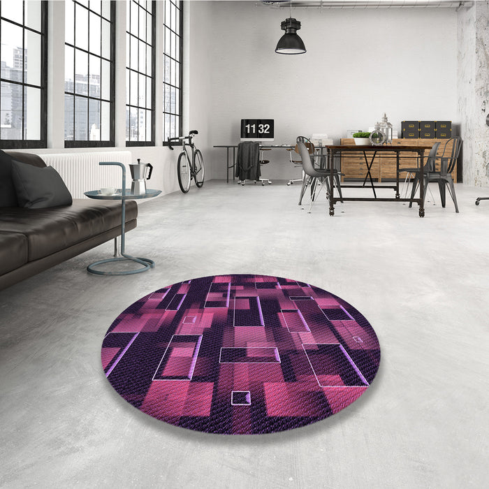 Round Patterned Purple Lily Purple Rug in a Office, pat2596pur