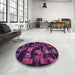 Round Patterned Purple Lily Purple Rug in a Office, pat2596pur