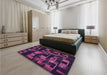 Patterned Purple Lily Purple Rug in a Bedroom, pat2596pur