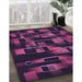 Patterned Purple Lily Purple Rug in Family Room, pat2596pur