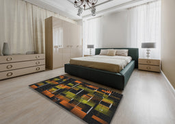 Patterned Brown Novelty Rug in a Bedroom, pat2596