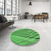 Round Patterned Forest Green Rug in a Office, pat2597grn