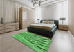 Patterned Forest Green Rug in a Bedroom, pat2597grn