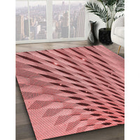 Patterned Light Coral Pink Rug, pat2597rd