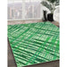 Patterned Green Rug in Family Room, pat2598grn