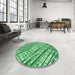 Round Patterned Green Rug in a Office, pat2598grn