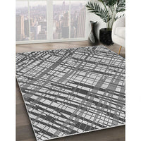 Patterned Platinum Silver Gray Rug, pat2598gry