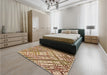 Patterned Saddle Brown Rug in a Bedroom, pat2598org