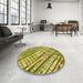 Round Patterned Oak Brown Rug in a Office, pat2598yw