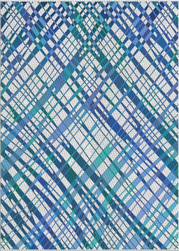 Patterned Coral Blue Novelty Rug, pat2598