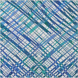 Square Patterned Coral Blue Novelty Rug, pat2598
